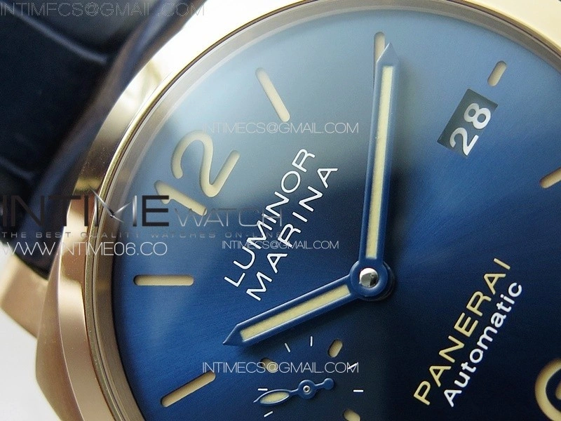 Pre Order PAM1114 RG VSF 1:1 Best Edition Blue Dial on Blue Leather Strap P.9010 Super Clone